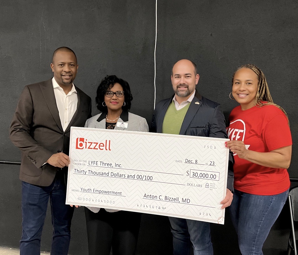 Pictured: Anton C. Bizzell, Alderwoman Hazel Royal, Ward II, Mayor Jeffrey Odham, & Tammie Dean, Lyfe Three Director